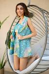 Nassh_Multi Color Linen Square Neck Trippy Print Shacket Set _Online_at_Aza_Fashions
