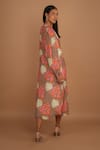 Nassh_Multi Color Airjet Silk Printed Serene Checkered Mandarin Midi Dress  _Online_at_Aza_Fashions