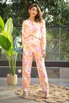 Buy_Nassh_Multi Color Pure Linen Printed Bloom Post Spread Multicolor Shirt And Pant Set _at_Aza_Fashions