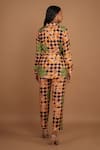 Shop_Nassh_Multi Color Airjet Silk Printed Botanical Notched Checker Jacket And Pant Set _at_Aza_Fashions