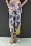 Nassh_Multi Color Pure Linen Printed Marina Halter Neck Crossbody Top And Pant _Online_at_Aza_Fashions