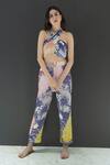 Buy_Nassh_Multi Color Pure Linen Printed Marina Halter Neck Crossbody Top And Pant _Online_at_Aza_Fashions