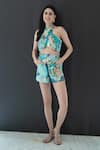 Nassh_Multi Color Lurex Printed Marina Reff Crossbody Top And Shorts Set  _Online_at_Aza_Fashions