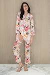 Buy_Nassh_Multi Color Pure Linen Printed Serene Notched Lapel Collar Blazer And Pant Set _Online_at_Aza_Fashions