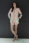 Buy_Nassh_Multi Color Pure Linen Printed Beach Shawl Collar Atlan Blazer And Shorts Set _at_Aza_Fashions