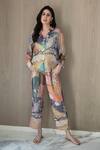 Buy_Nassh_Multi Color Lurex Printed Marina Spread Collar Shirt And Pant Set _at_Aza_Fashions