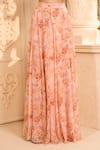 Buy_Aariyana Couture_Peach Bustier Modal Satin Printed Floral Patterns Kurta And Skirt Set  _Online_at_Aza_Fashions