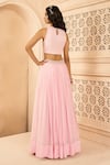 Shop_Aariyana Couture_Pink Skirt And Cape Organza Hand Embroidered Floral Pleated Set With  _Online_at_Aza_Fashions