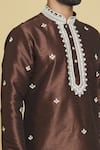 Shop_Arihant Rai Sinha_Brown Silk Embroidery Thread Kurta Set _Online_at_Aza_Fashions