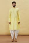 Arihant Rai Sinha_Yellow Silk Floral Kurta And Dhoti Pant Set _Online_at_Aza_Fashions