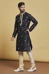 Buy Arihant Rai Sinha Black Silk Embroidery Leaf Kurta Set Online at Aza Fashions Buy_Arihant Rai Sinha_Black Silk Embroidery Leaf Kurta Set_Online_at_Aza_Fashions