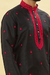 Shop_Arihant Rai Sinha_Black Silk Embroidered Leaf Kurta And Dhoti Pant Set _Online_at_Aza_Fashions