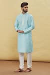 Buy_Samyukta Singhania_Sky Blue Silk Floral Pattern Kurta Set _Online_at_Aza_Fashions