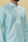 Shop_Samyukta Singhania_Sky Blue Silk Floral Pattern Kurta Set _Online_at_Aza_Fashions
