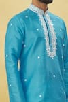 Shop_Arihant Rai Sinha_Blue Silk Embroidery Thread And Mirror Kurta & Dhoti Pant Set _Online_at_Aza_Fashions