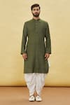 Arihant Rai Sinha_Green Silk Petal Kurta And Dhoti Pant Set _Online_at_Aza_Fashions