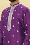 Shop_Arihant Rai Sinha_Purple Silk Embroidered Floral Kurta And Dhoti Pant Set _Online_at_Aza_Fashions