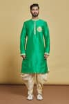 Arihant Rai Sinha_Green Silk Embroidery Thread Placement Kurta And Dhoti Pant Set _Online_at_Aza_Fashions