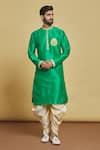 Buy_Arihant Rai Sinha_Green Silk Embroidery Thread Placement Kurta And Dhoti Pant Set _Online_at_Aza_Fashions