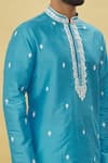 Shop_Arihant Rai Sinha_Sky Blue Silk Embroidery Thread Full Sleeve Kurta Set _Online_at_Aza_Fashions