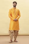 Buy_Arihant Rai Sinha_Gold Silk Embroidered Floral Kurta And Dhoti Pant Set _Online_at_Aza_Fashions