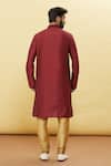 Shop_Samyukta Singhania_Maroon Silk Embroidered Floral Kurta And Churidar Set _at_Aza_Fashions