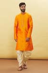 Buy_Arihant Rai Sinha_Orange Silk Embroidery Thread Placket Kurta And Dhoti Pant Set _Online_at_Aza_Fashions