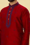 Shop_Arihant Rai Sinha_Maroon Silk Embroidered Floral Garden Kurta And Dhoti Pant Set _Online_at_Aza_Fashions