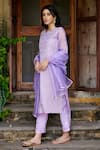 Buy_Seher Jaipur_Purple Muslin Silk Embroidered Floral Round Almiza Kurta Pant Set _Online_at_Aza_Fashions