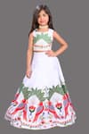 Buy_Lakshmi Reddy_White Raw Silk Printed Bird Parrot Lehenga Set  _at_Aza_Fashions