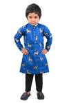 Buy_Lakshmi Reddy_Blue Roman Silk Printed Parrot Deer Kurta And Pant Set_at_Aza_Fashions