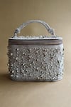 Buy_Plode_Silver Stone Rectangle Shaped Embellished Vanity Bag _at_Aza_Fashions