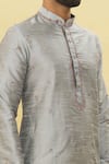 Shop_Arihant Rai Sinha_Grey Silk Embroidery Thread Placket Floral Kurta And Dhoti Pant Set _Online_at_Aza_Fashions