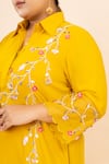 Shop_Mamicha_Yellow Morrocan Crepe Placement Hand Dia Flower Vine Kurta With Pant _Online_at_Aza_Fashions