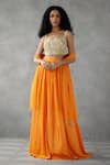 Buy_Zamoraa The Label_Orange Lehenga And Dupatta Georgette Crepe Embroidery Floral Nalki Blouse Set _at_Aza_Fashions