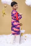 Shop_Little Shiro_Purple 100% Cotton Satin Embroidery Stars Whisper Of The Dusk Printed Kurta Set _at_Aza_Fashions