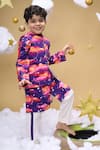 Shop_Little Shiro_Purple 100% Cotton Satin Dusk Is An Illusion Cloudy Print Bundi Kurta Set _Online_at_Aza_Fashions