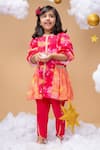 Buy_Little Shiro_Pink 100% Cotton Satin Print Dawn Is Invincible Clouds Kurta With Dhoti Pant_at_Aza_Fashions