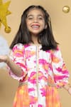 Little Shiro_Off White 100% Cotton Satin Live In Sunshine Cloudy Sunset Kurta With Dhoti Pant _Online_at_Aza_Fashions