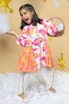 Shop_Little Shiro_Off White 100% Cotton Satin Live In Sunshine Cloudy Sunset Kurta With Dhoti Pant _Online_at_Aza_Fashions