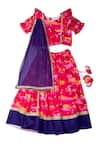 Buy_Little Shiro_Pink 100% Cotton Satin Print Promise Of A New Dawn Clouds Lehenga Blouse Set 