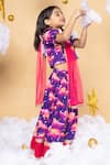 Little Shiro_Purple 100% Cotton Satin Print Stars Musical Dusk Lehenga Blouse Set _at_Aza_Fashions