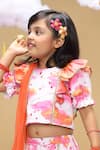 Little Shiro_Off White 100% Cotton Satin Sunshine In My Pocket Cloud Lehenga Blouse Set _Online_at_Aza_Fashions