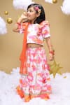 Little Shiro_Off White 100% Cotton Satin Sunshine In My Pocket Cloud Lehenga Blouse Set _at_Aza_Fashions