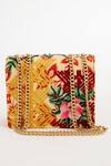Shop_The Garnish Company_Yellow Tribal Floral Gloriosa Print Sling Bag _at_Aza_Fashions