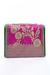 Shop_The Garnish Company_Fuchsia Bead Khillari Cow Print And Woven Sling Bag _at_Aza_Fashions