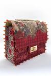 The Garnish Company_Red Polka Dot Hiroshi Floral Brocade Print Sling Bag _Online_at_Aza_Fashions