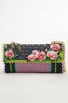 Buy_The Garnish Company_Pink Rose Print Muscari Tile Folded Clutch _at_Aza_Fashions