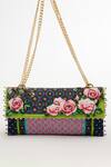 The Garnish Company_Pink Rose Print Muscari Tile Folded Clutch _Online_at_Aza_Fashions
