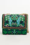 Buy_The Garnish Company_Green Wallpaper Print Crabapple Sling Bag _at_Aza_Fashions